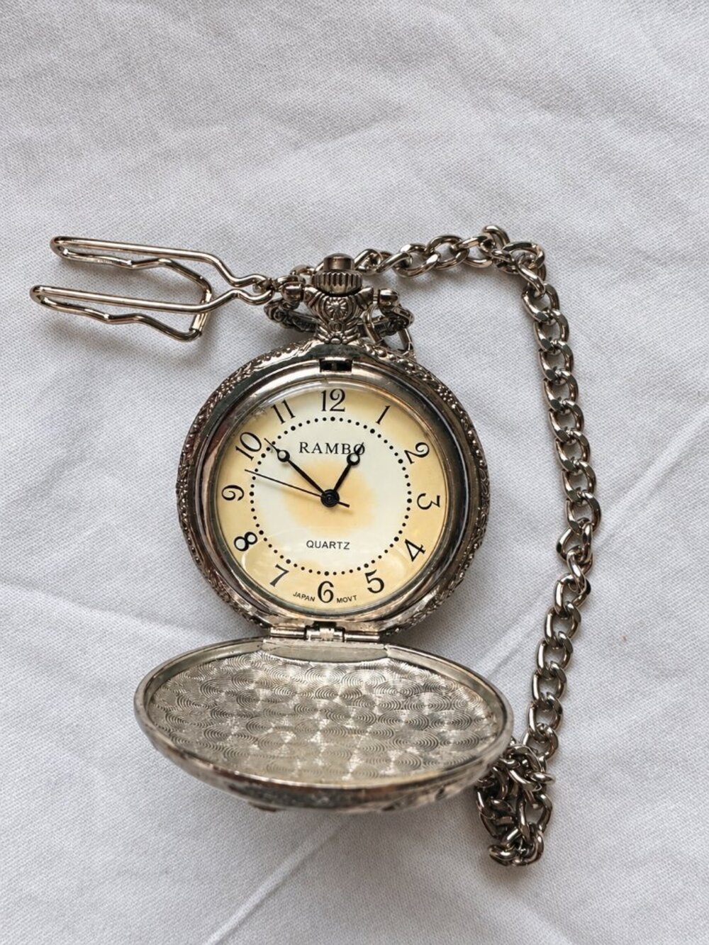 Rambo Executive Collection Fisherman Quartz Pocket Watch, Chain & Box